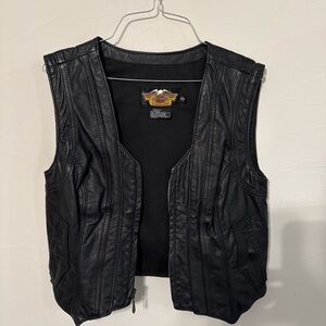 Harley-Davidson Black Leather Vest with Eagle Emblem